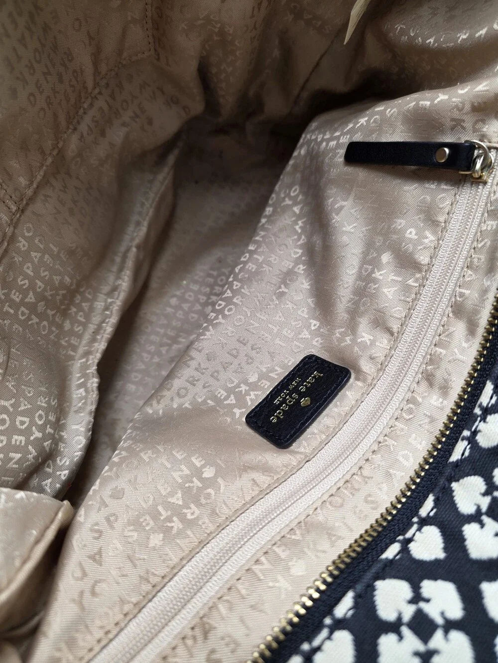 kate spade Black, Cream & Pink Patterned Tote